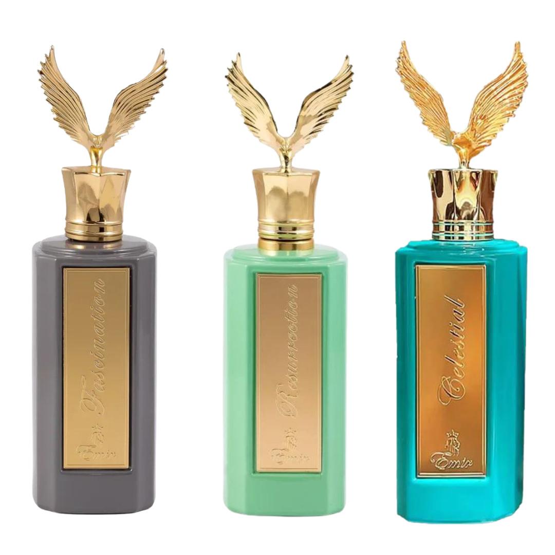 Decant/Sample Pack Of Paris Corner Emir Celestial, Fascination And Resurrection EDP 10mlx3