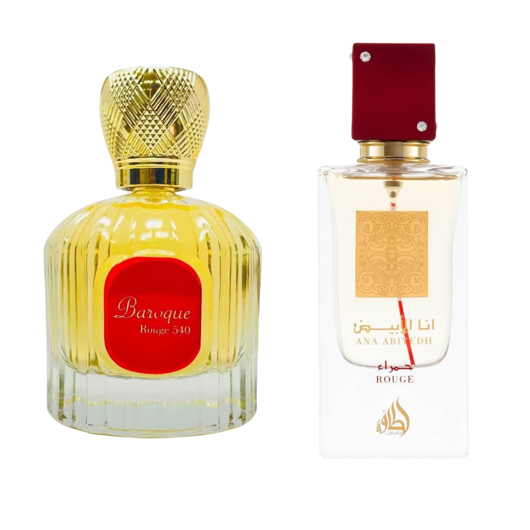 Decant/Sample Feel of Baccarat rouge pack, Maison Alhambra Baroque Rouge 540 And Lattafa Ana Abiyedh Rouge EDP 10mlX2