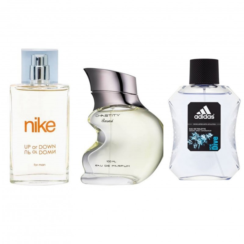 Decant/Sample Budget Summer Adidas Ice Dive, Nike Men Up Or Down, Rasasi Chastity 10ml x3